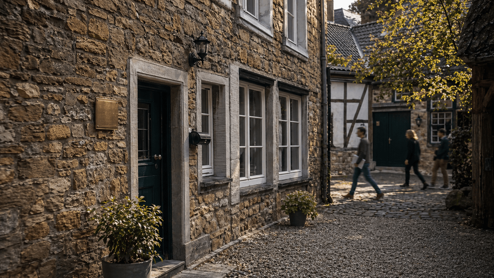 Historische Aachener Gasse rund um das KAISERSTADT-Office am Benediktusplatz